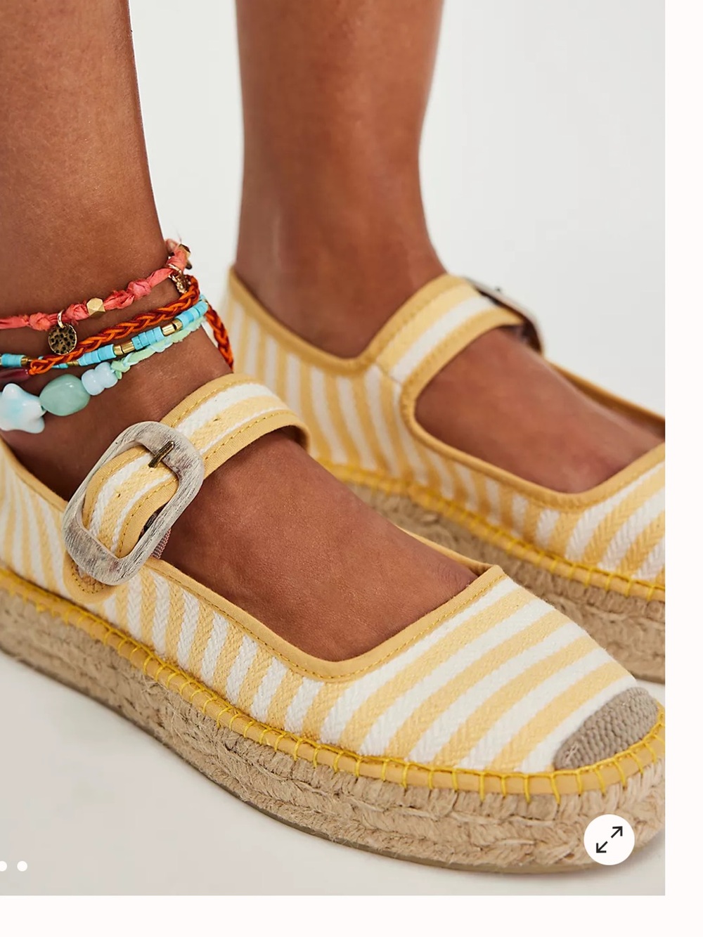 Striped Yellow Mary Jane Espadrille Flats